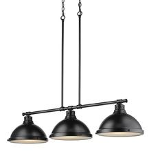  3602-3LP BLK-BLK - Duncan 3 Light Linear Pendant in Black with a Matte Black Shades